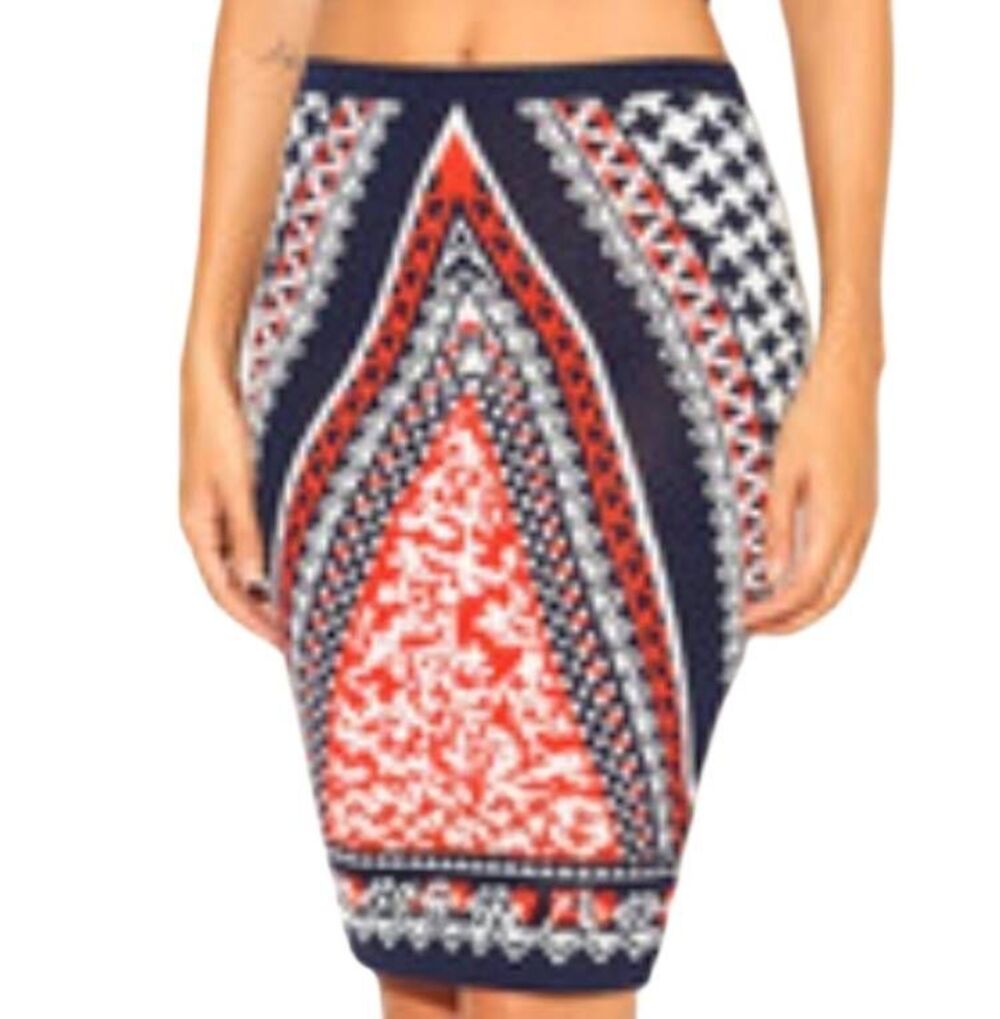 Jealous Tomato Pencil Skirt Red Black White Knit Size M EUC